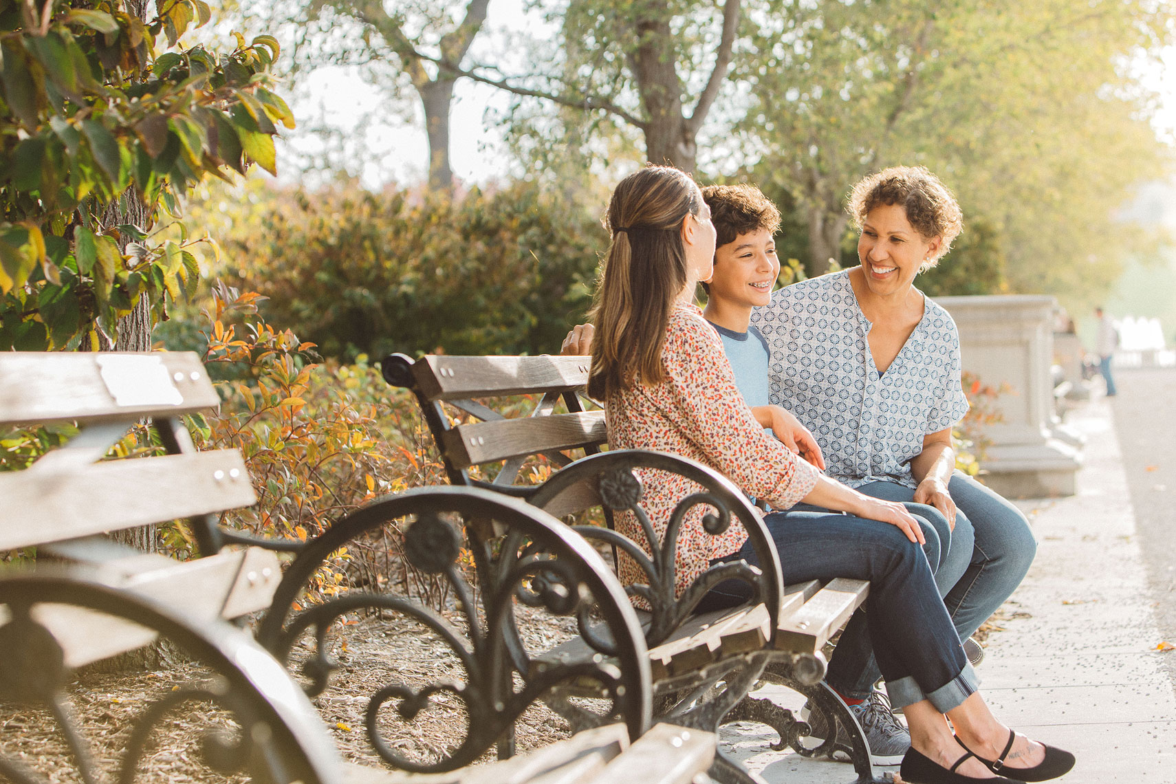 Grandmother, mother and son sitting in the park |  Centene | John Fedele Lifestyle Photography