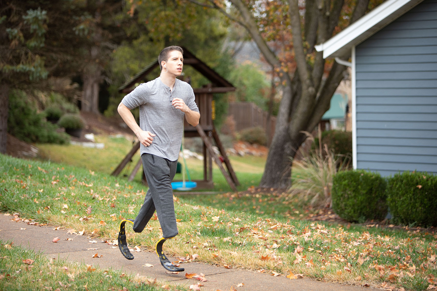 Man jogging with prothetetic legs |  Centene | John Fedele Lifestyle Photography